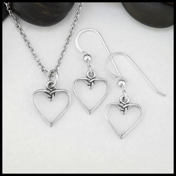 Colleen's Heart Pendant and Earring Set in Silver
