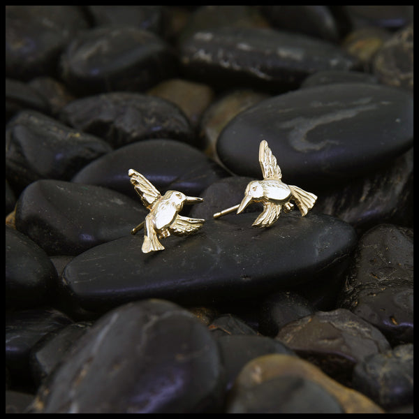 Hummingbird Post Earrings in Gold