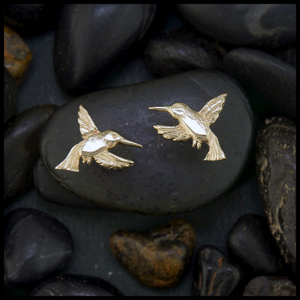 Hummingbird Post Earrings in Gold