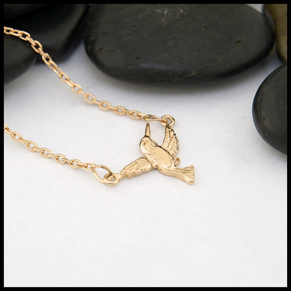Dainty Hummingbird Necklace in 14K Gold