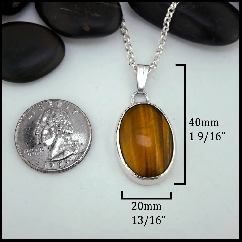 Tiger's Eye Pendant set in Sterling Silver- 40mm x 20mm