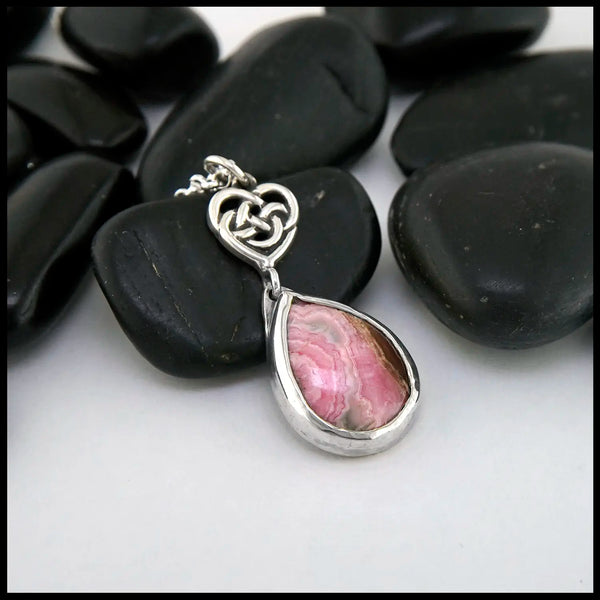 Rhodochrosite Heart Pendant in Sterling Silver