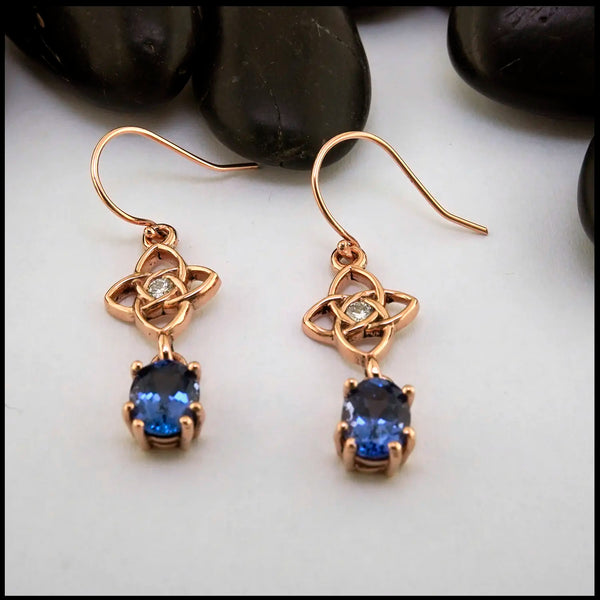 14K Rose Gold Starlight earrings set with Diamond and Tanzanite