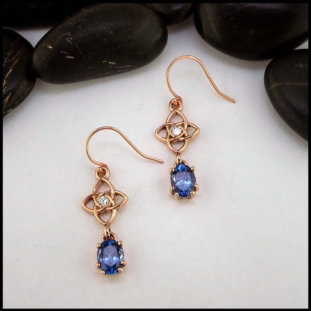 14K Rose Gold Starlight earrings set with Diamond and Tanzanite