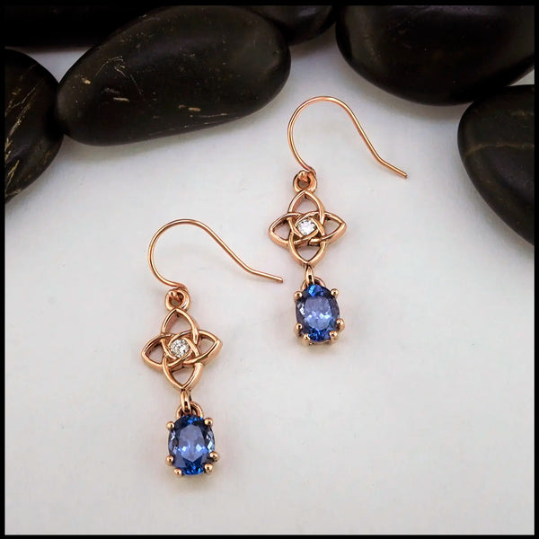 14K Rose Gold Starlight earrings set with Diamond and Tanzanite
