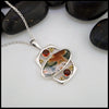 Moss Agate Citrine Pendant in Sterling Silver and 18K Gold