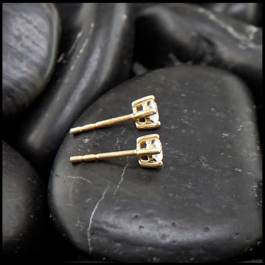 1/4 Carat Lab Diamond Post Earrings in 14K Yellow Gold