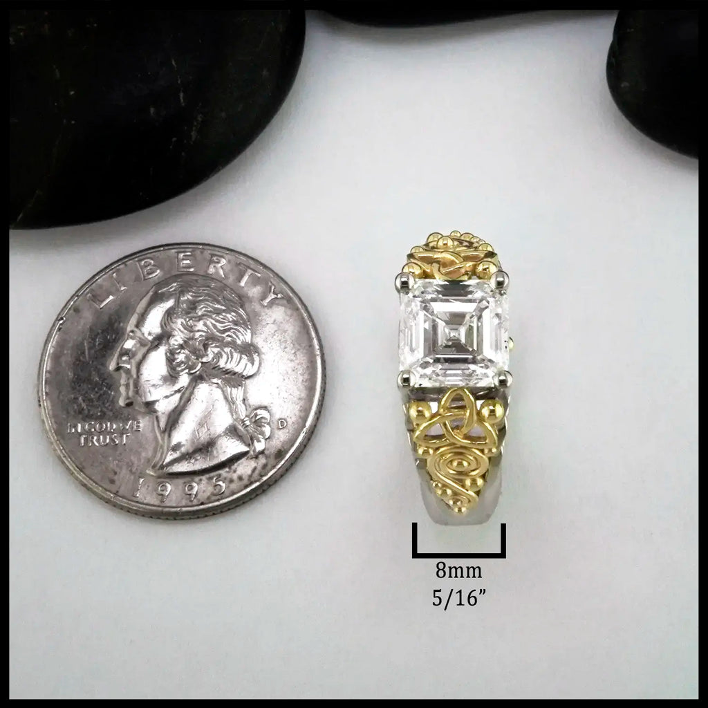2.51Ct Lab Diamond in 14K White Gold and 18K Yellow Gold, 8mm face