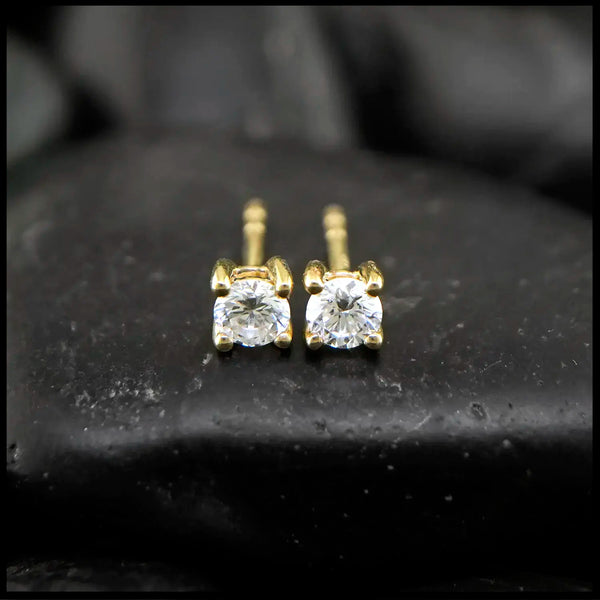 1/4 Carat Lab Diamond Post Earrings in 14K Yellow Gold