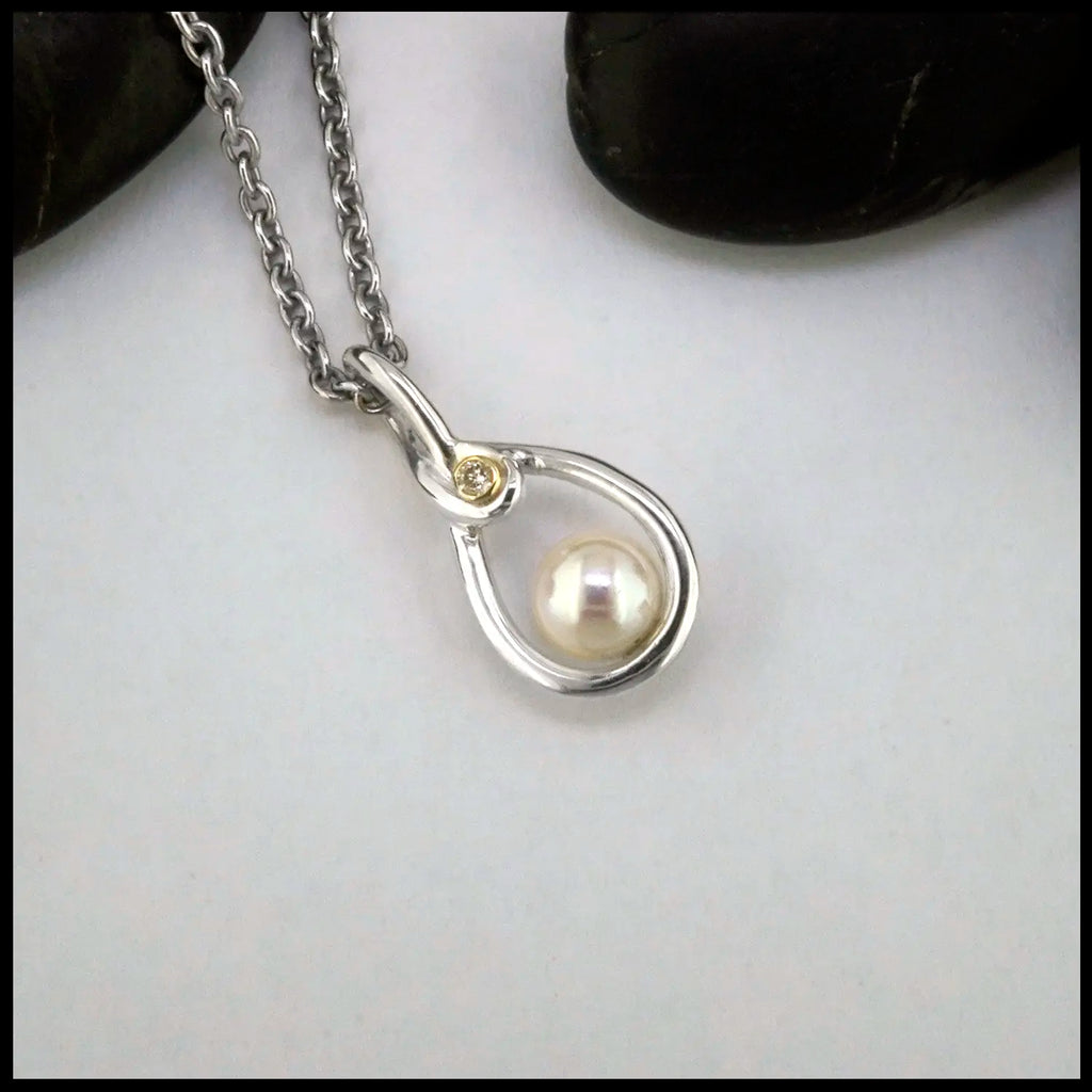 Pearl and Diamond Custom Pendant in Sterling Silver