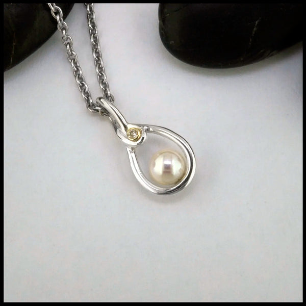 Pearl and Diamond Custom Pendant in Sterling Silver