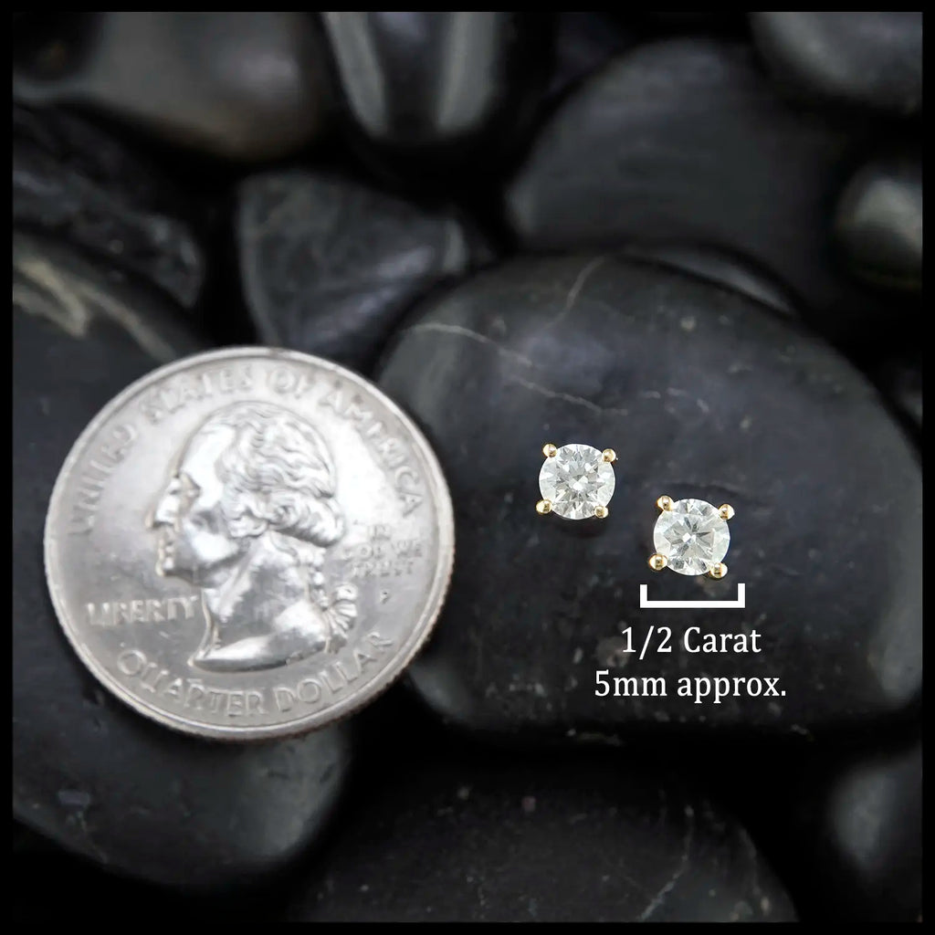 1/2 Carat Lab Grown Diamond Post Earrings in 14K Yellow Gold
5mm 