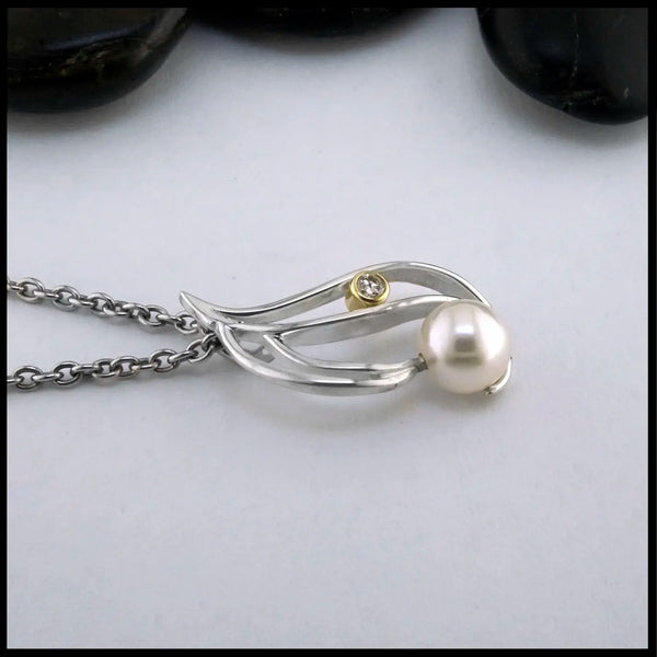 Pearl and Diamond Flow Pendant