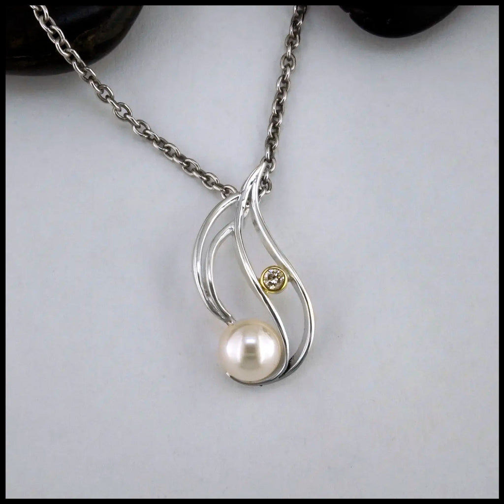 Pearl and Diamond Flow Pendant