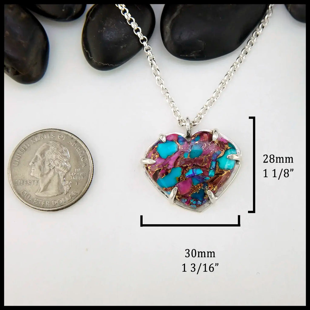 Oyster Turquoise Heart Pendant in Sterling Silver
28mm x 30mm