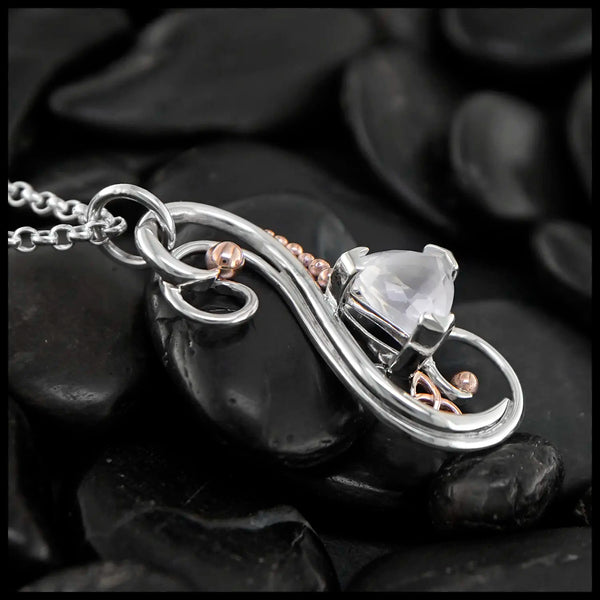 Custom Rose Quartz Flourish Pendant