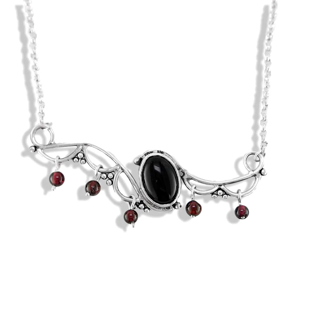 Custom Onyx and Garnet Necklace