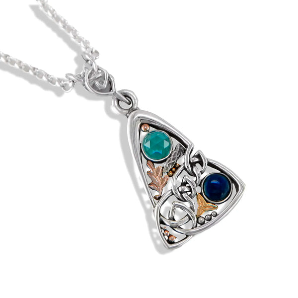 Custom Blue Topaz and Lapis Pendant