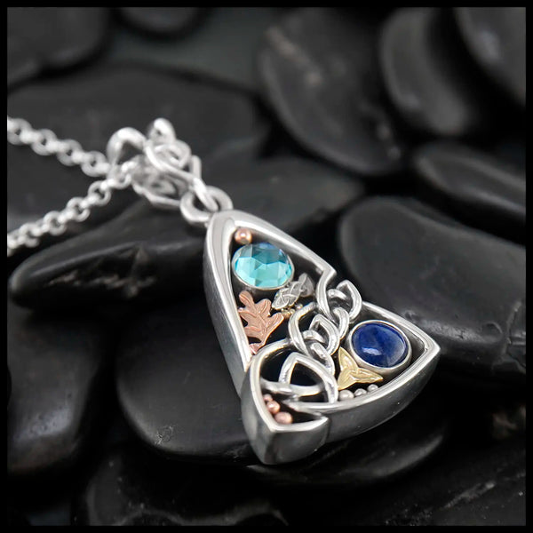 Custom Blue Topaz and Lapis Pendant