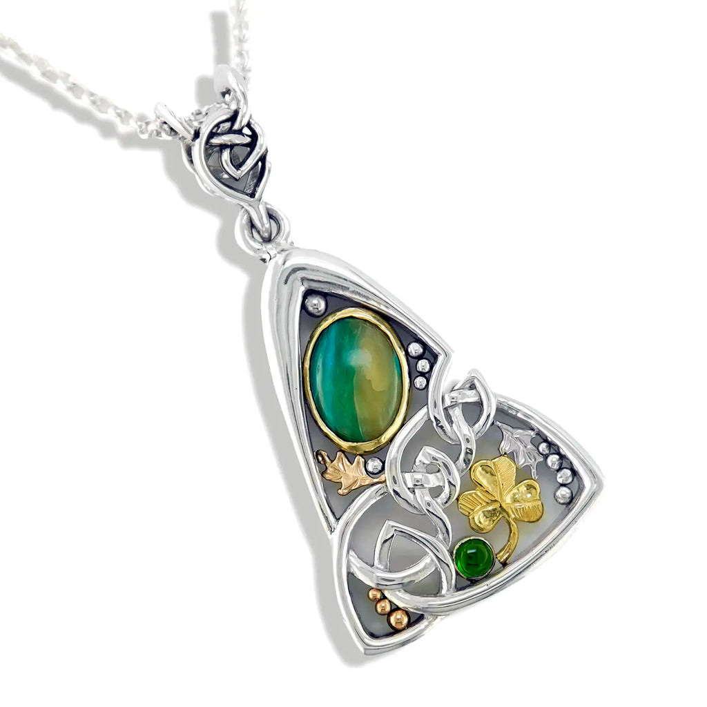 Peruvian Opal and Emerald Custom Pendant