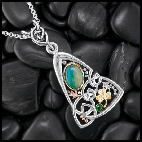 Peruvian Opal and Emerald Custom Pendant