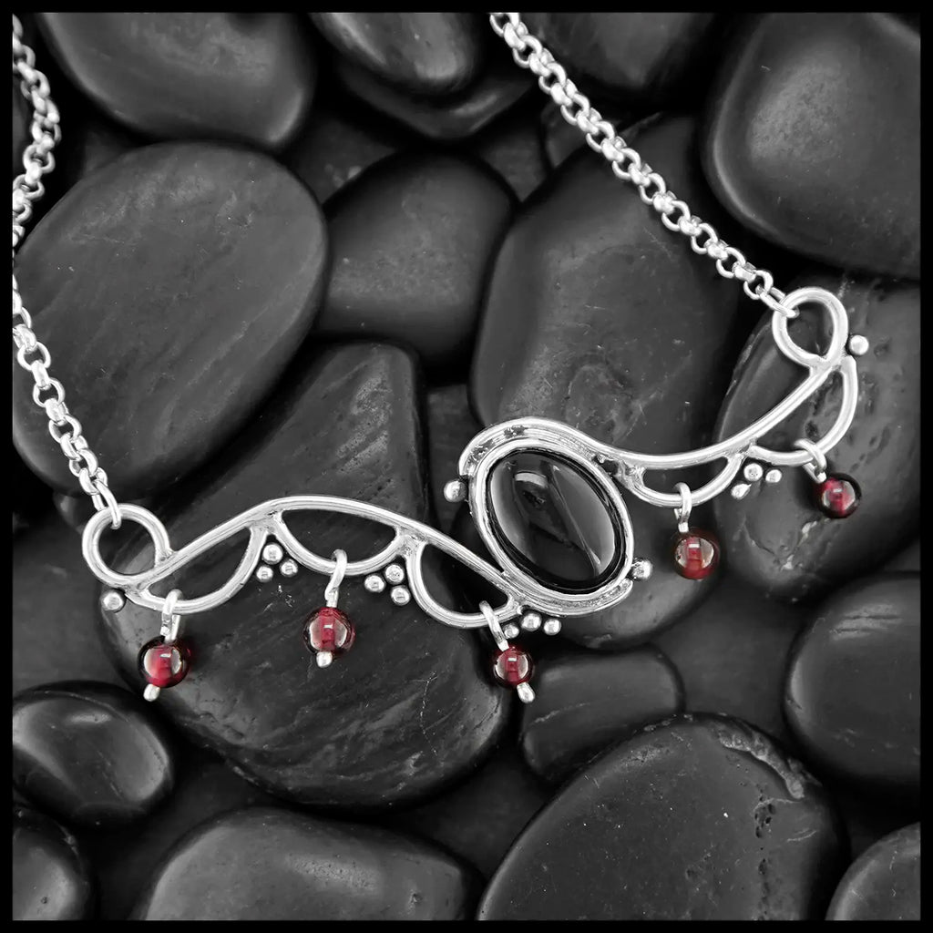 Custom Onyx and Garnet Necklace