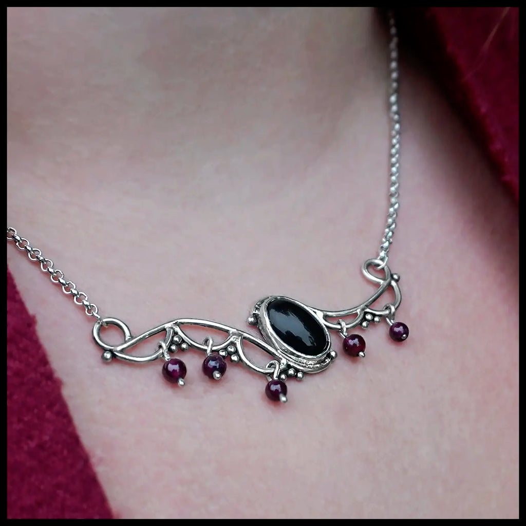 Custom Onyx and Garnet Necklace