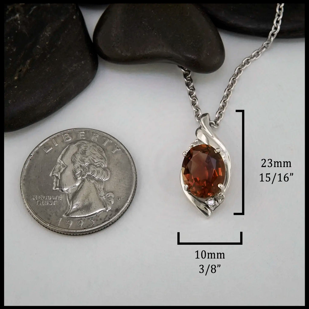 Cognac Smokey Topaz and Diamond Pendant in Sterling Silver
23mm x 10mm