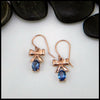 Tanzanite Bow Drop Earrings in 14K Rose Gold