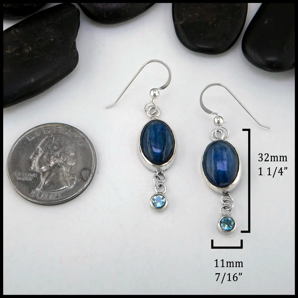 Kyanite and Blue Topaz Drop Earrings in Sterling Silver
32mm x 11mm