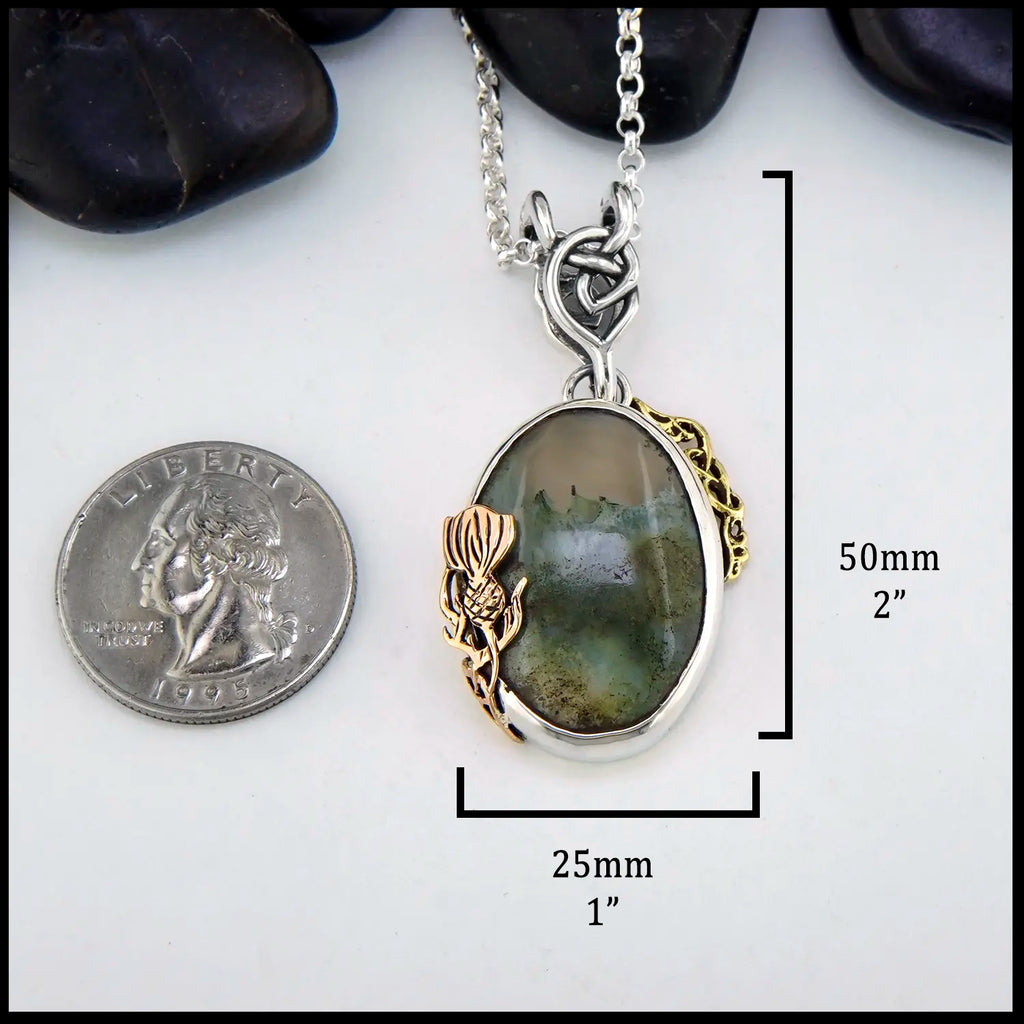 Agate Pendant set in Sterling Silver, 14K Rose Gold, and 18K Yellow Gold.