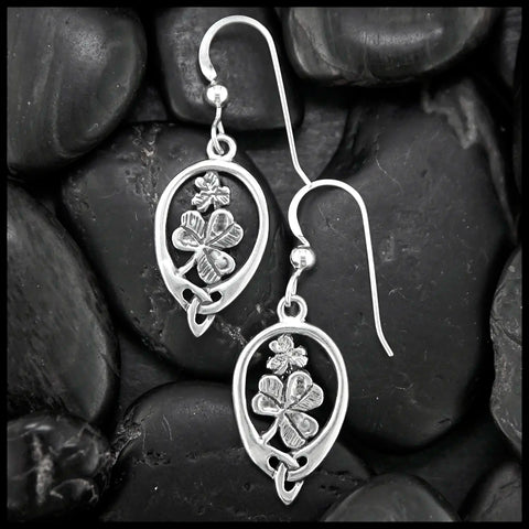 Irish Shamrock Earrings in Silver