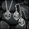Claddagh and Shamrock Pendant and Earrings Set in Silver