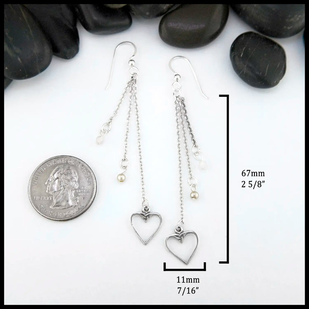 Colleen's Heart Chained Drop Earrings in Sterling Silver
67mm x 11mm