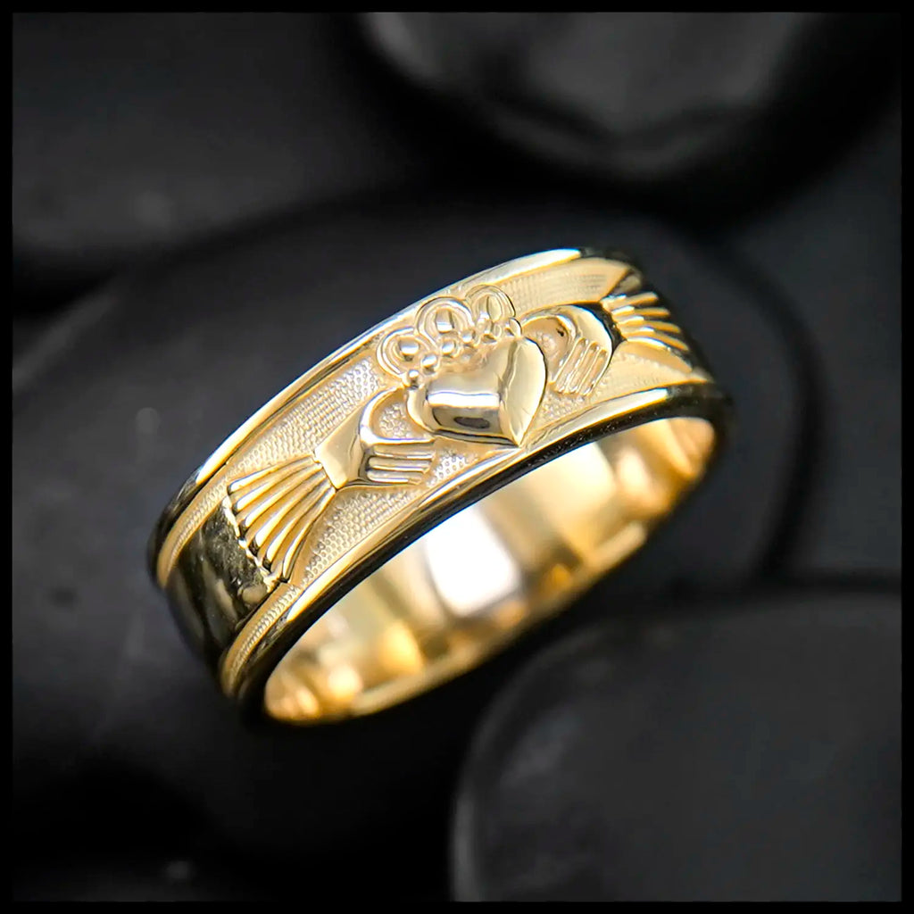 Claddagh Band In Three Widths in Gold- Medium