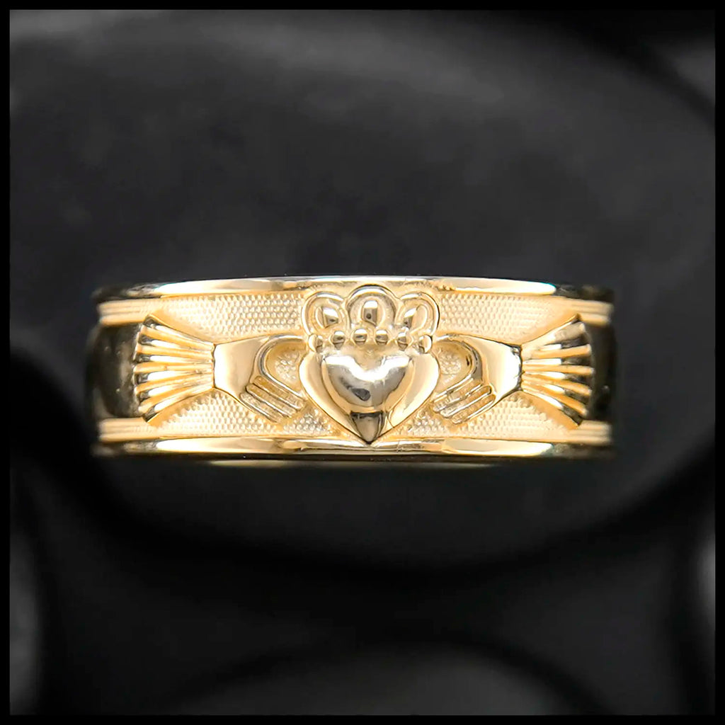 Claddagh Band In Three Widths in Gold- Medium