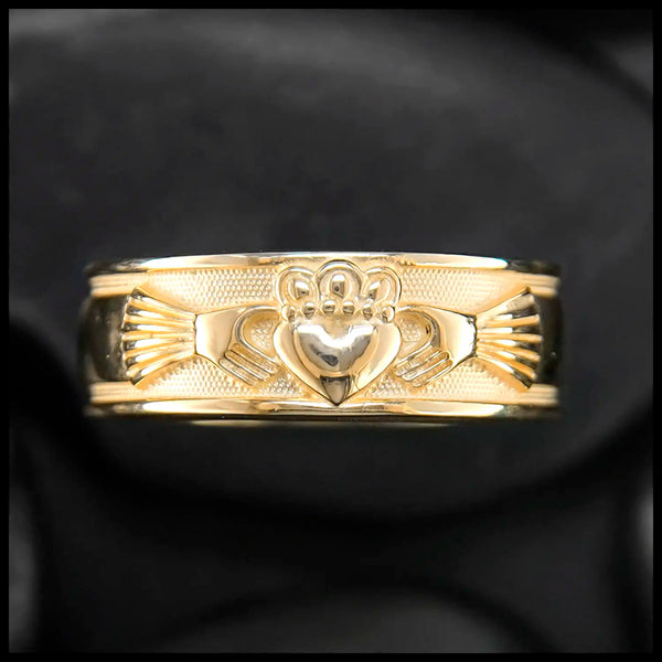 Claddagh Band In Three Widths in Gold- Medium