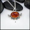 Pendant A- Amber Oak Leaf Pendants in Sterling Silver and 18K gold