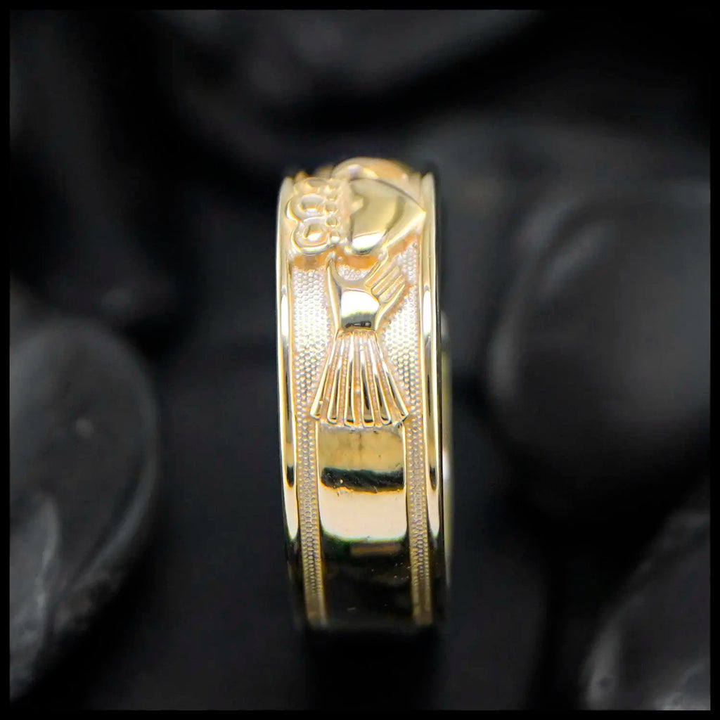 Claddagh Band In Three Widths in Gold- Medium