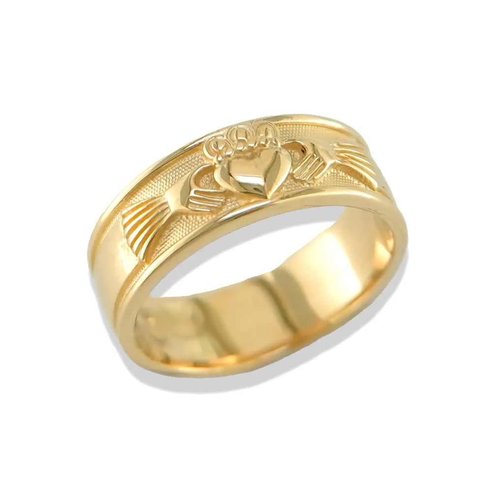 Claddagh Band In Three Widths in Gold- Medium