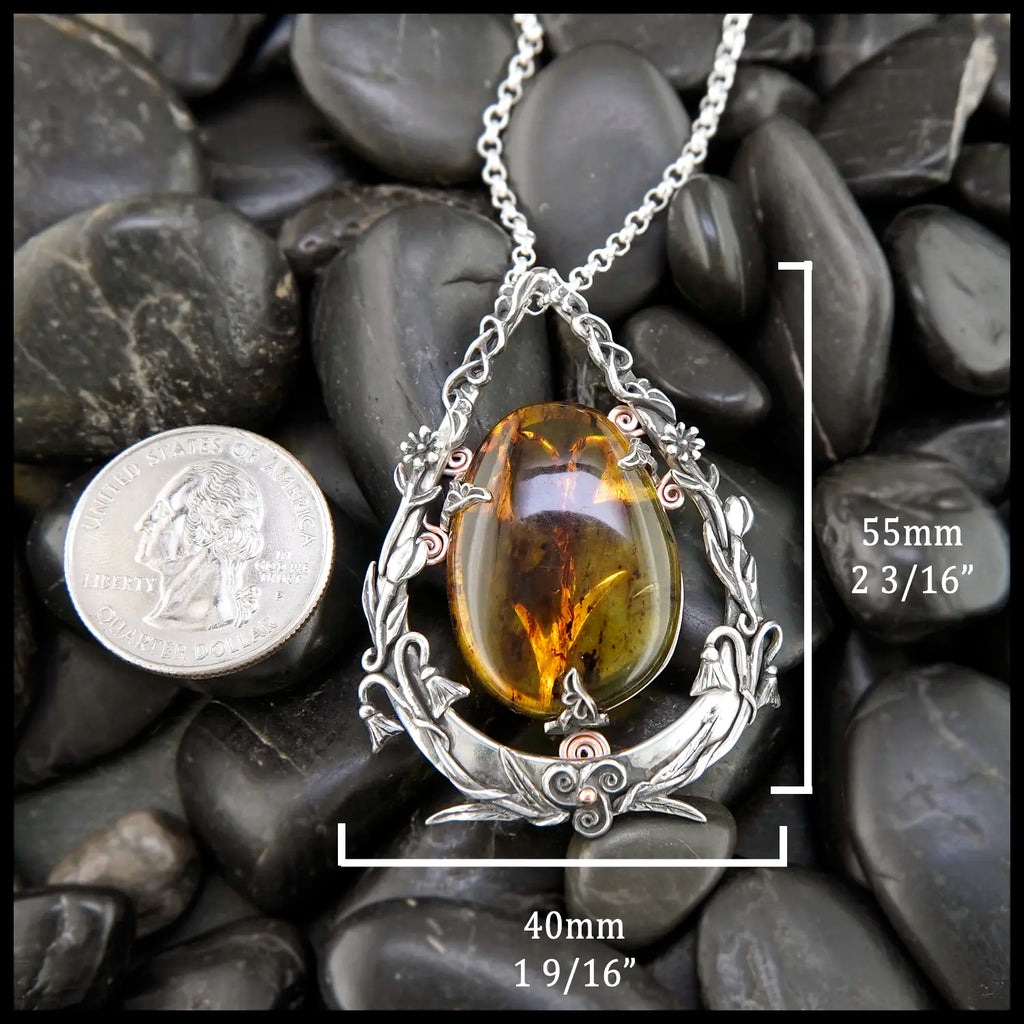 Amber Bloom Pendant in Sterling Silver and 14K Rose Gold
55mm x 40mm