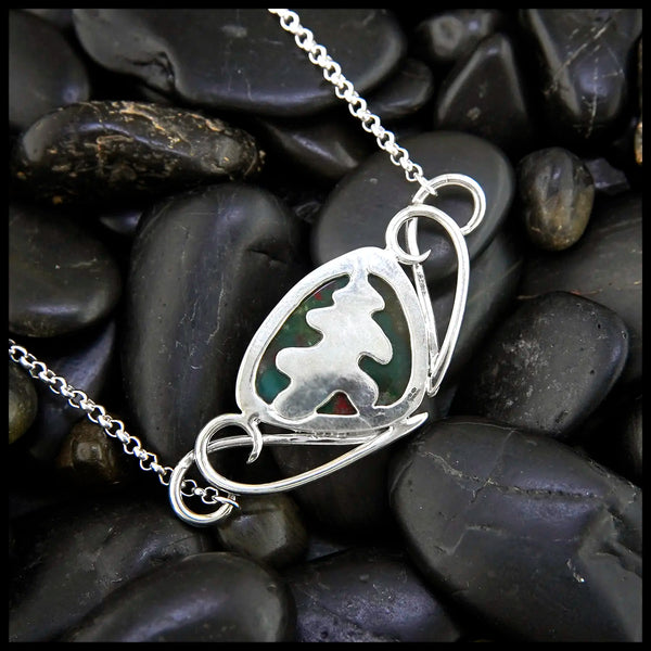Bloodstone Forest Pendant in Sterling Silver