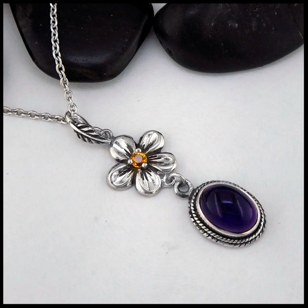 Amethyst and Citrine Pendant in Sterling Silver
