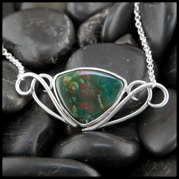 Bloodstone Forest Pendant in Sterling Silver