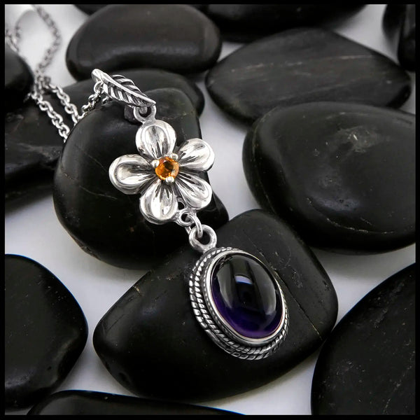 Amethyst and Citrine Pendant in Sterling Silver