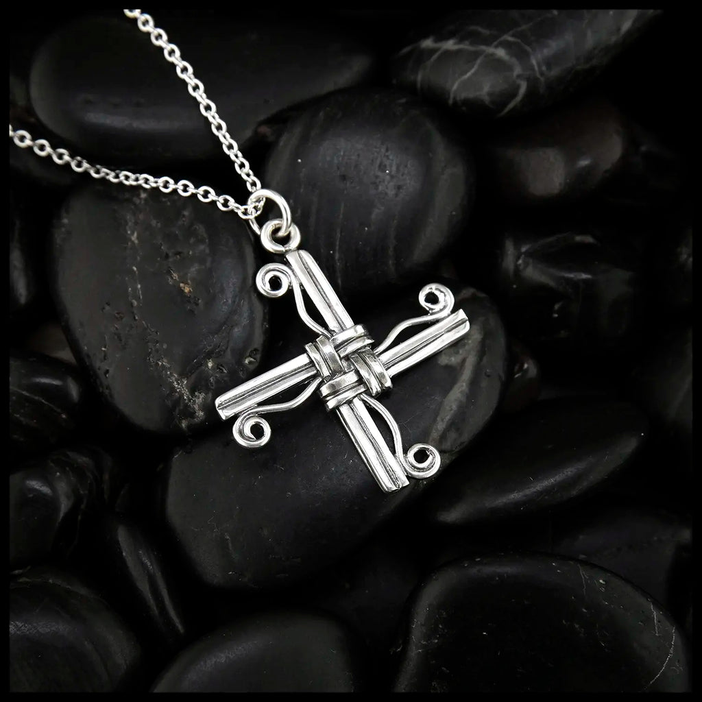 St. Brigid's Swirl Cross in Sterling Silver
