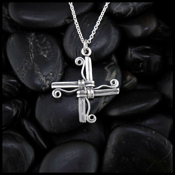 St. Brigid's Swirl Cross in Sterling Silver