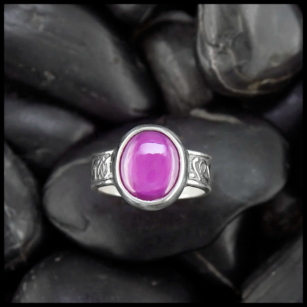 Pink Star Sapphire Ring in Sterling Silver