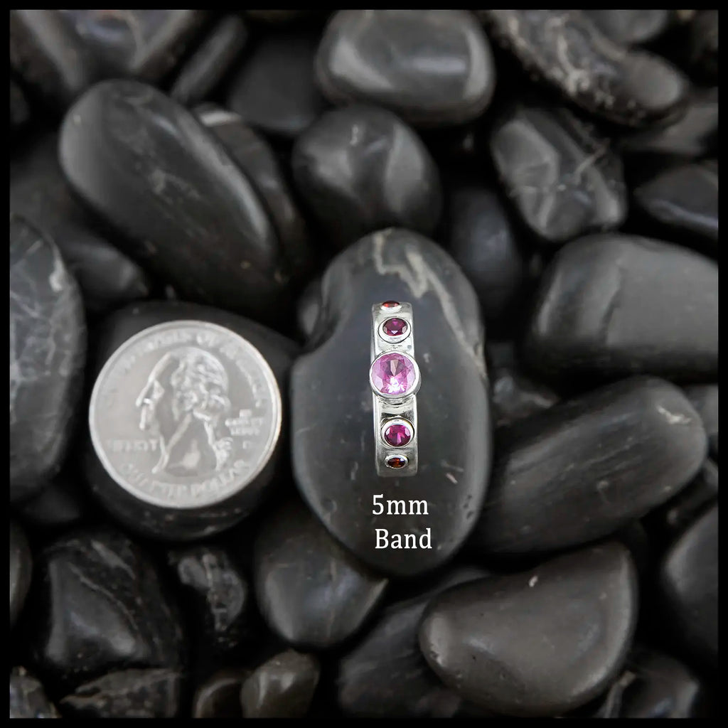 Sterling Silver Custom Ring set with Simulated Stones- 5mm Band