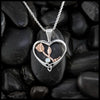 Heart Shaped Rose Pendant in Sterling Silver and 14K Rose Gold